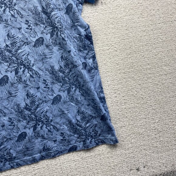 Au Noir Mens 6 / 2XL Polo Blue Tropical Floral AOP Summer Short Sleeve Stretch - Picture 13 of 14